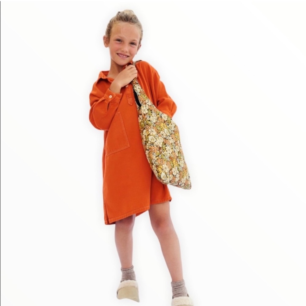 ZARA orange denim oversized shirt dress